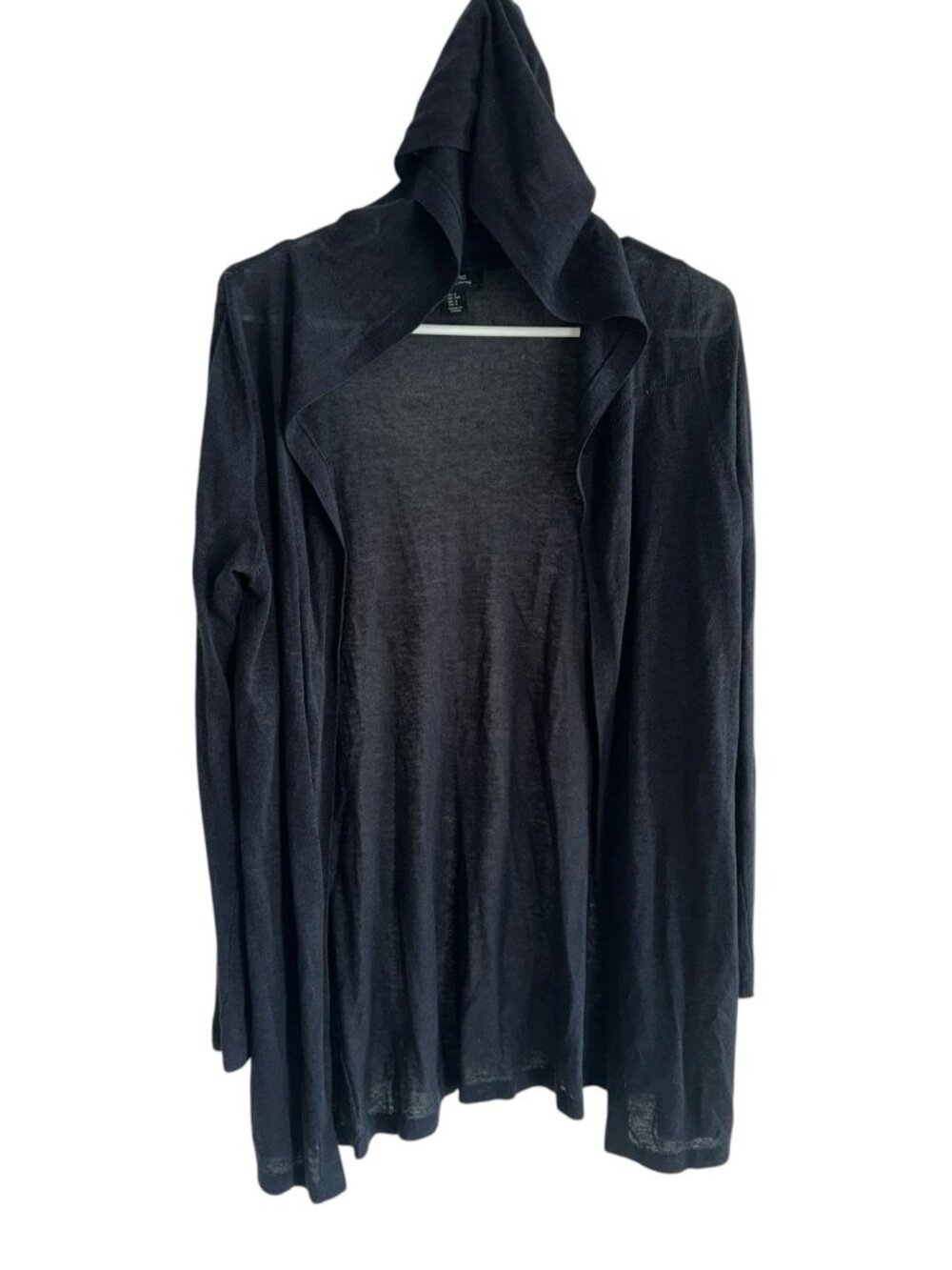 Cynthia Rowley Navy Blue Linen Blend Hooded Open Front Cardigan Sweater Small